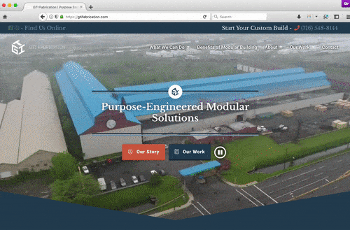 computer screen with GTI Fabrication website displayed